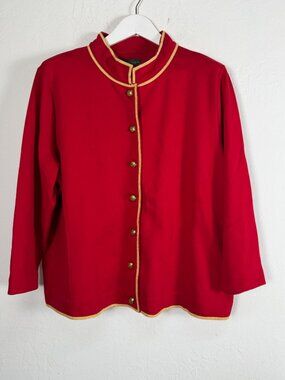 Vintage Lauren Jeans Co Ralph Lauren Red Military Jacket Gold Crest Buttons